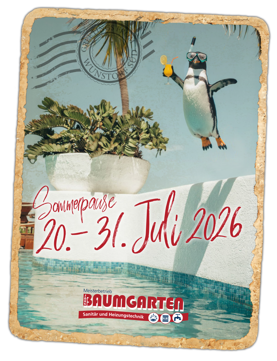 Sommerurlaub vom 20. bis 31. Juli 2026